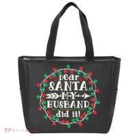 Dear Santa My Husband Did It Funny Christmas Pajama Tote Bag thumb 0