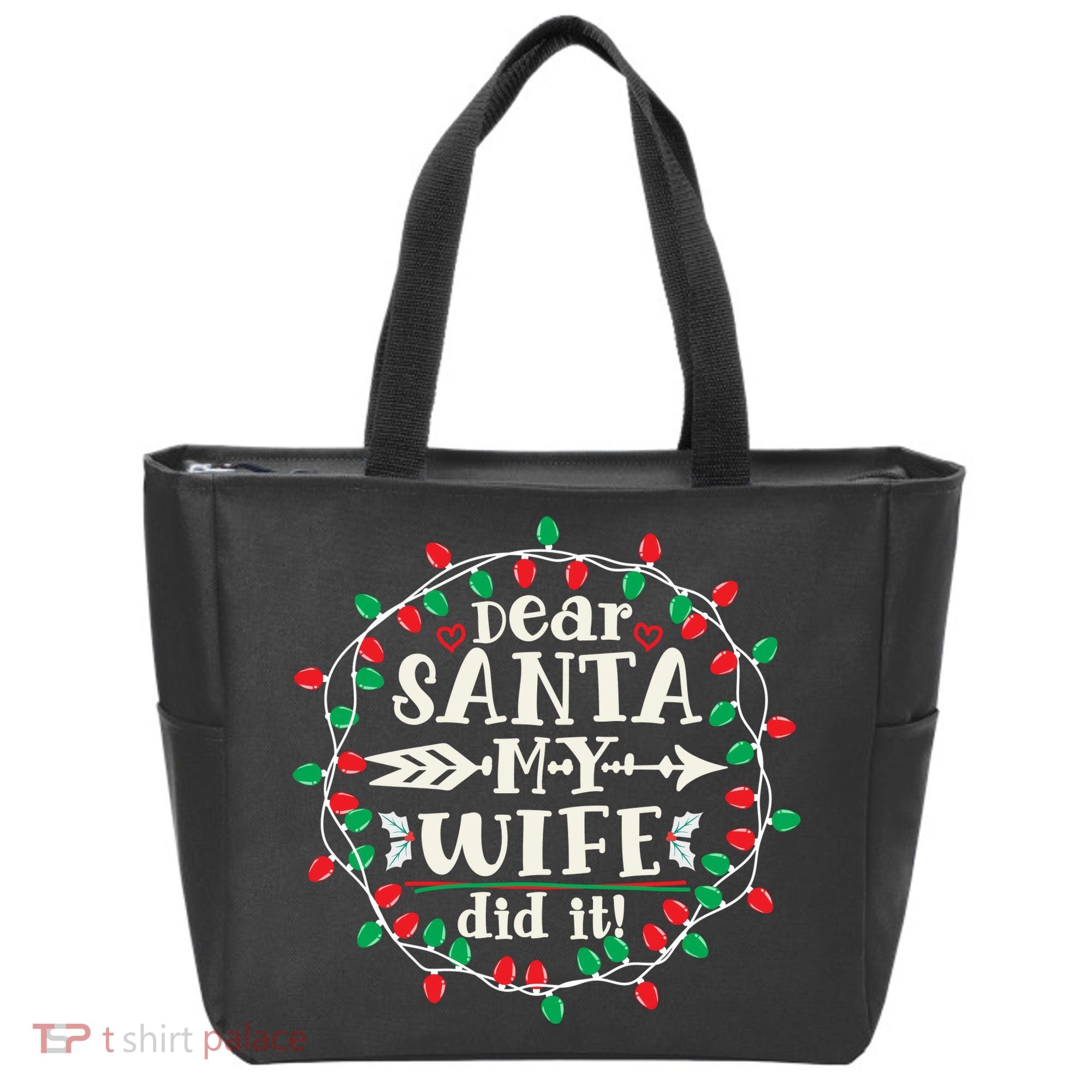 Dear Santa My Wife Did It Christmas Funny Xmas Pajama Matching Group Tote Bag