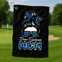 Down Syndrome Mom Hair Bun Golf Towel thumb 1