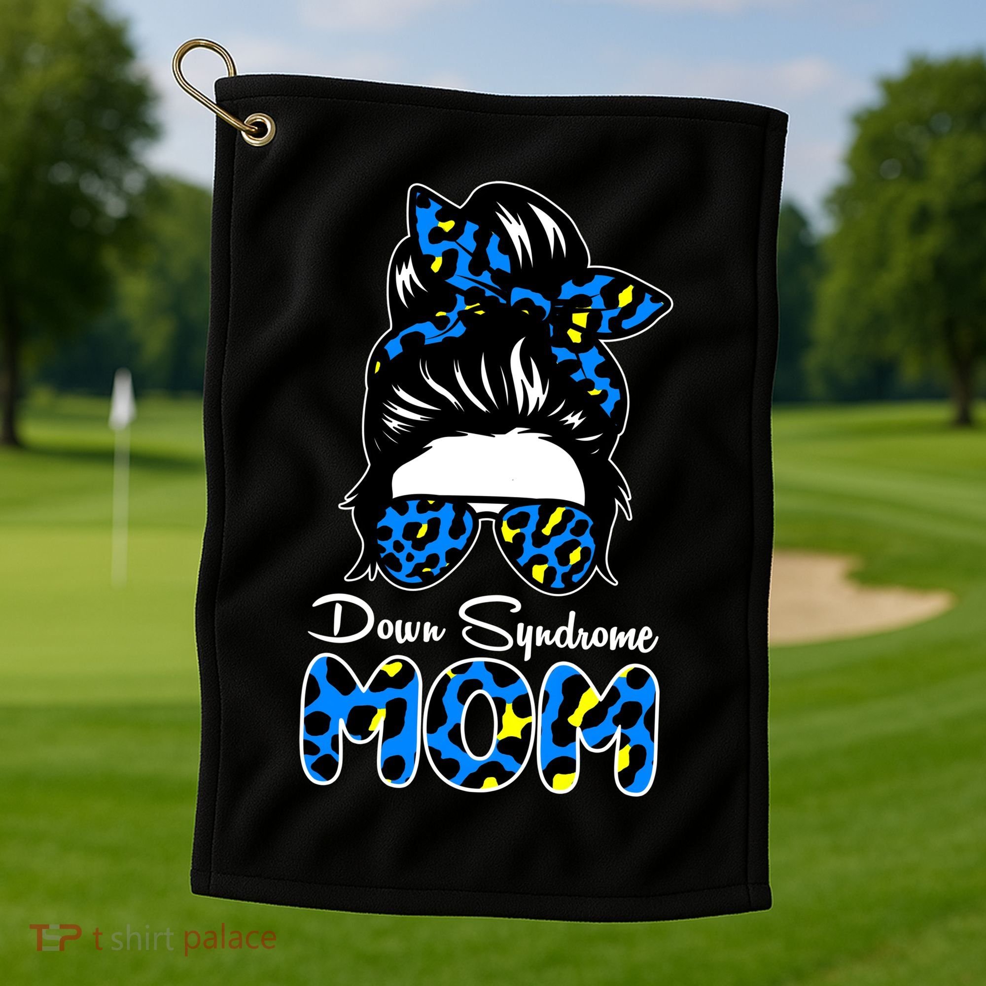 Down Syndrome Mom Hair Bun Golf Towel