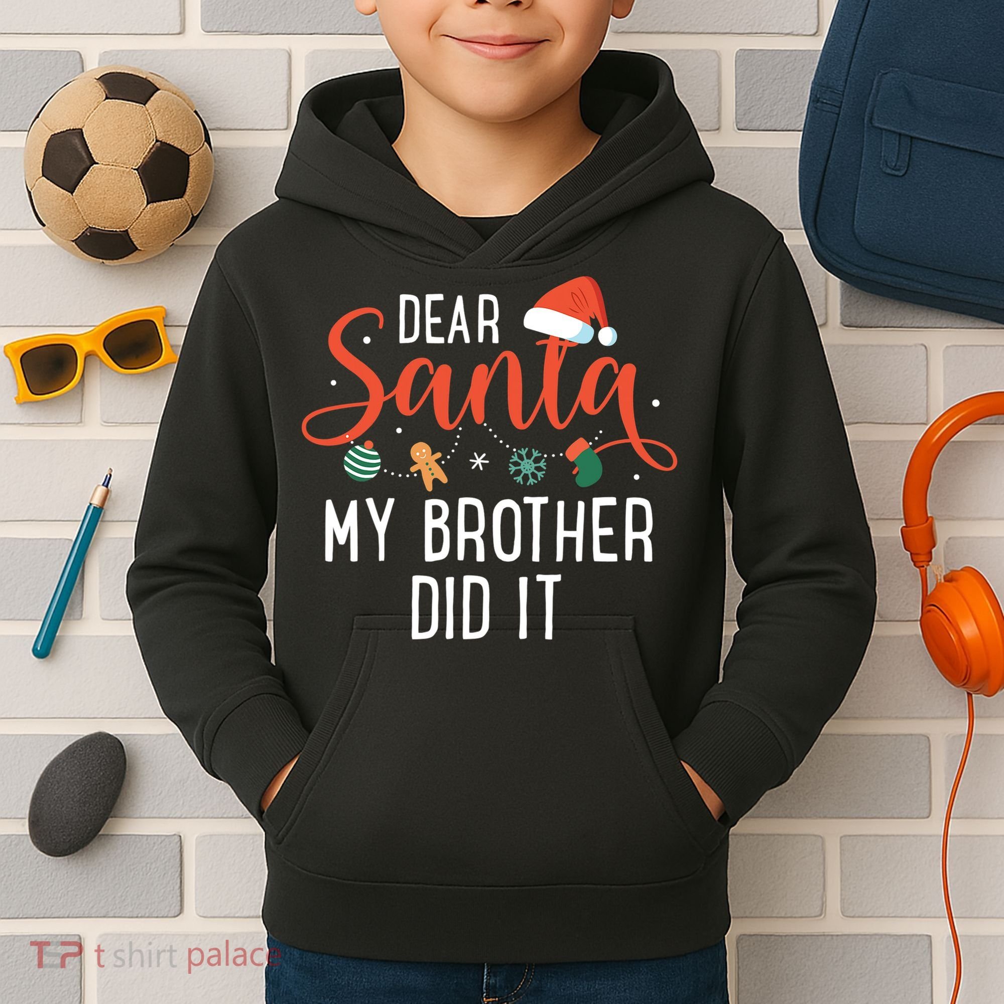 Dear Santa My Brother Did It Family Christmas Kids Hoodie