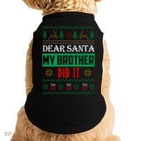Dear Santa My Brother Did It Ugly Christmas Doggie Tank thumb 0