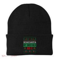 Dear Santa My Brother Did It Ugly Christmas Beanie thumb 0