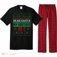 Dear Santa My Brother Did It Ugly Christmas Pajama Set thumb 0