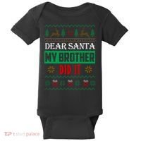 Dear Santa My Brother Did It Ugly Christmas Baby Bodysuit thumb 0