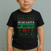 Dear Santa My Brother Did It Ugly Christmas Toddler T-Shirt thumb 2