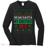 Dear Santa My Brother Did It Ugly Christmas Women's Long Sleeve Shirt thumb 0