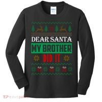 Dear Santa My Brother Did It Ugly Christmas Kids Long Sleeve Shirt thumb 0