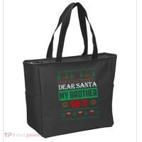 Dear Santa My Brother Did It Ugly Christmas Tote Bag thumb 2