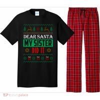 Dear Santa My Sister Did It Ugly Christmas Pajama Set thumb 0