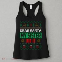 Dear Santa My Sister Did It Ugly Christmas Women's Tank Top thumb 3