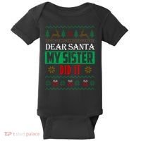 Dear Santa My Sister Did It Ugly Christmas Baby Bodysuit thumb 0