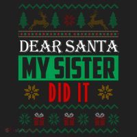 Dear Santa My Sister Did It Ugly Christmas Golf Towel thumb 3