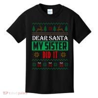 Dear Santa My Sister Did It Ugly Christmas Kids T-Shirt thumb 0
