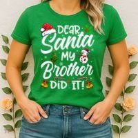 Dear Santa My Brother Did It Xmas Christmas Cute Women's T-Shirt thumb 2