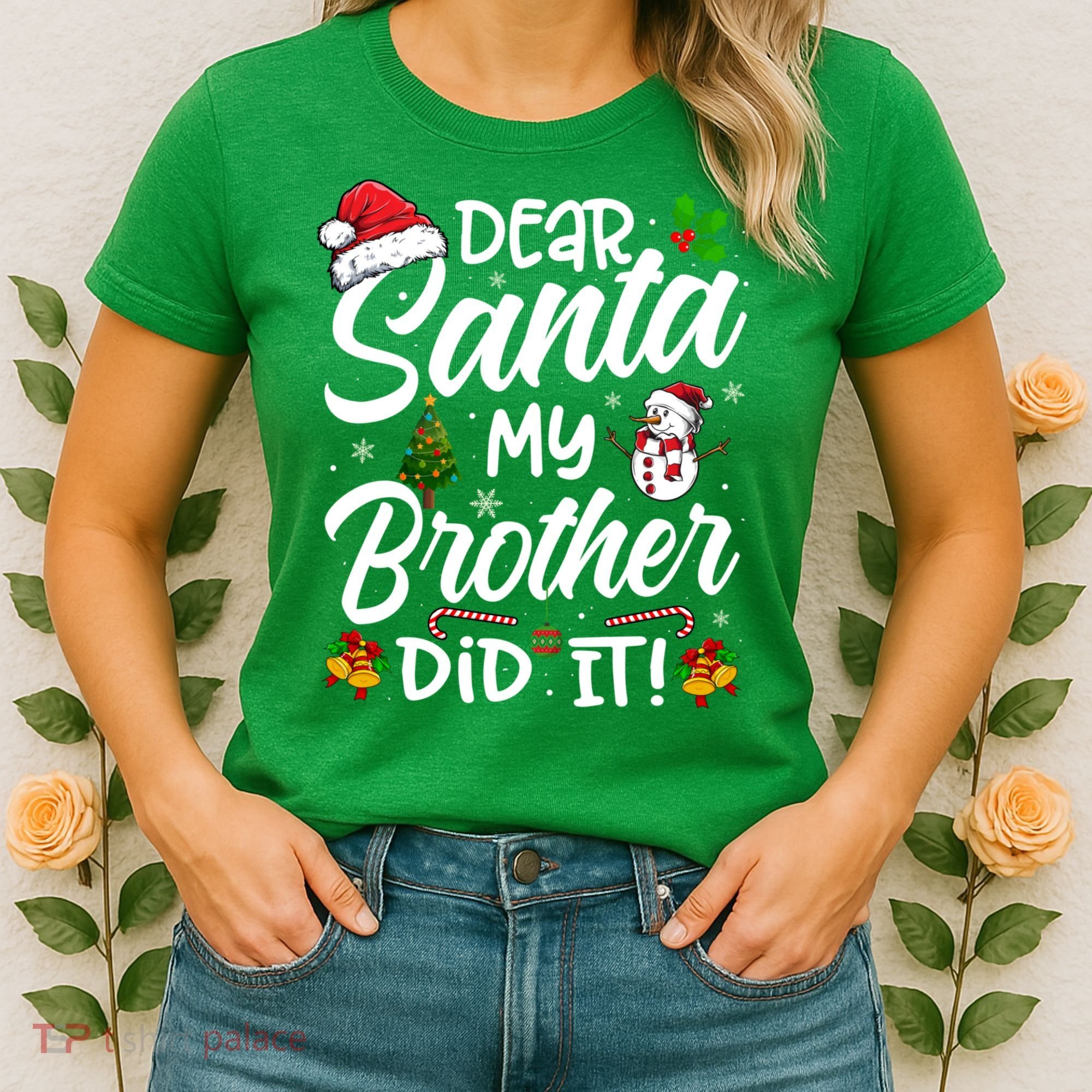 Dear Santa My Brother Did It Xmas Christmas Cute Women's T-Shirt