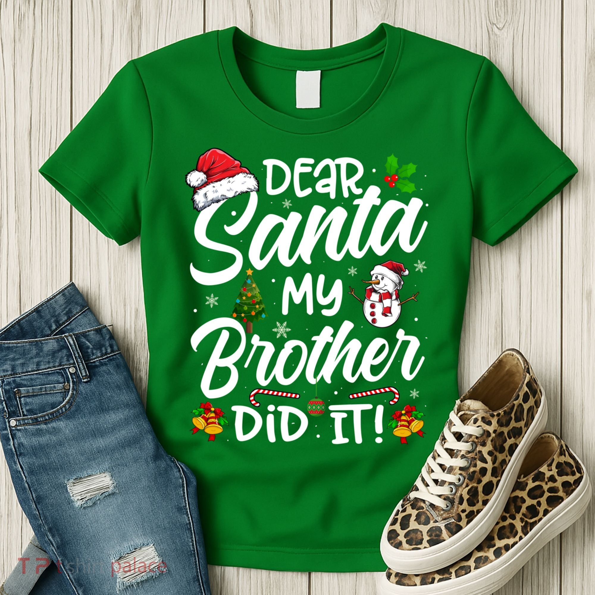 Dear Santa My Brother Did It Xmas Christmas Cute Women's T-Shirt