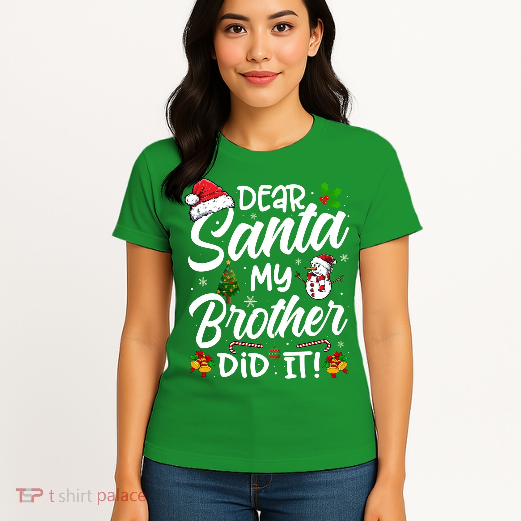 Dear Santa My Brother Did It Xmas Christmas Cute Women's T-Shirt