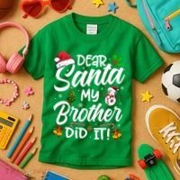 Dear Santa My Brother Did It Xmas Christmas Cute Kids T-Shirt thumb 3