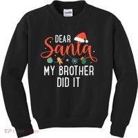 Dear Santa My Brother Did It Family Christmas Kids Sweatshirt thumb 0