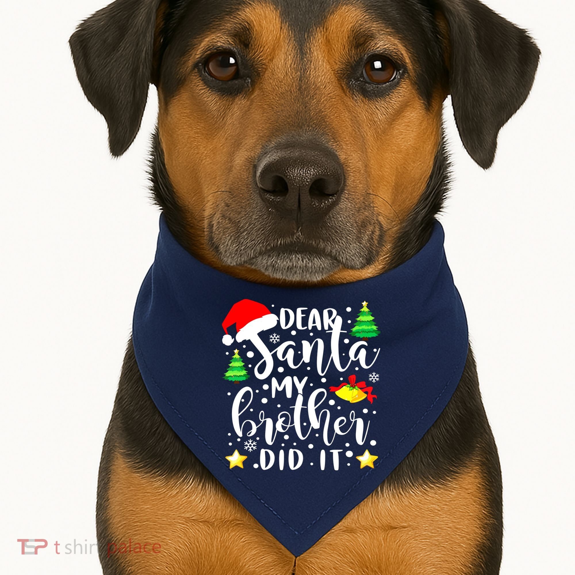 Dear Santa My Brother Did It Funny Christmas Pajama USA-Made Doggie Bandana
