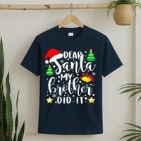 Dear Santa My Brother Did It Funny Christmas Pajama T-Shirt thumb 2