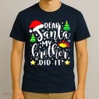 Dear Santa My Brother Did It Funny Christmas Pajama T-Shirt thumb 3