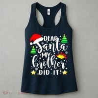Dear Santa My Brother Did It Funny Christmas Pajama Women's Tank Top thumb 3