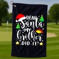 Dear Santa My Brother Did It Funny Christmas Pajama Golf Towel thumb 1