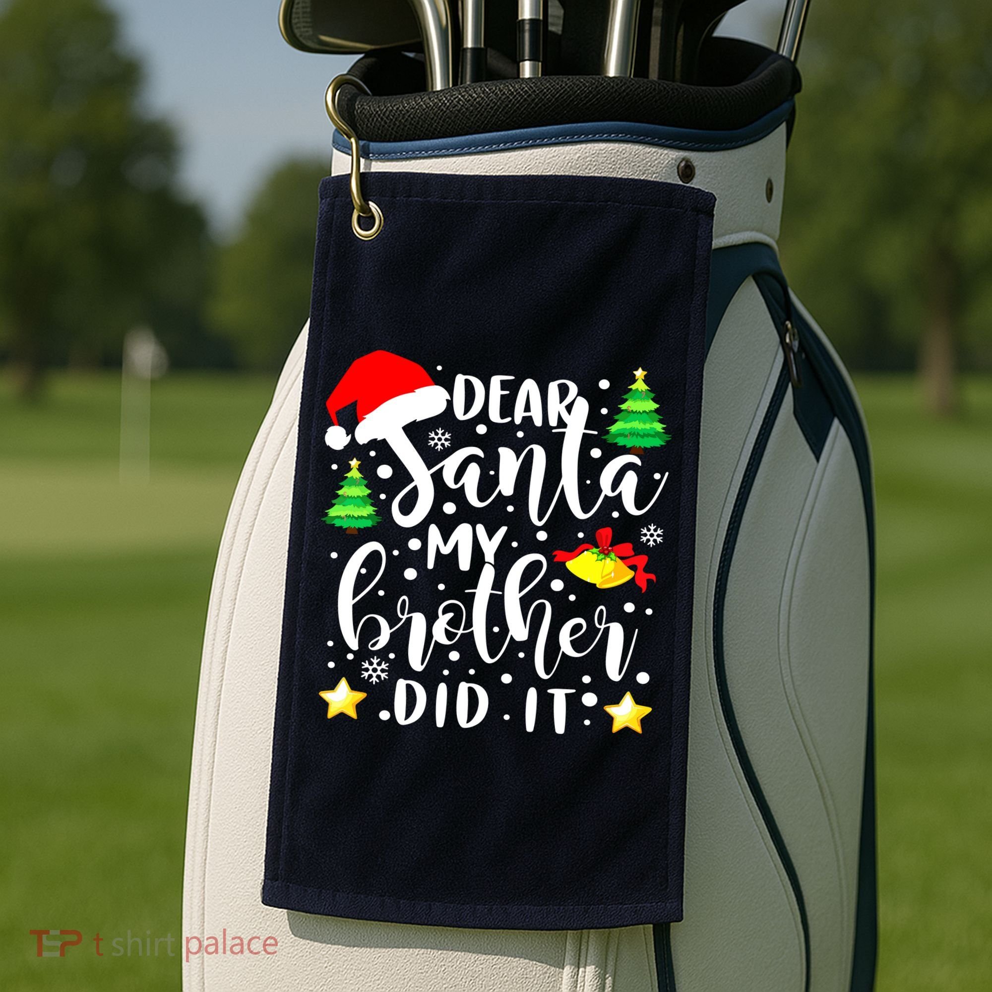 Dear Santa My Brother Did It Funny Christmas Pajama Golf Towel