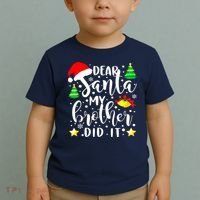 Dear Santa My Brother Did It Funny Christmas Pajama Toddler T-Shirt thumb 2