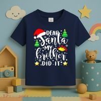 Dear Santa My Brother Did It Funny Christmas Pajama Toddler T-Shirt thumb 3
