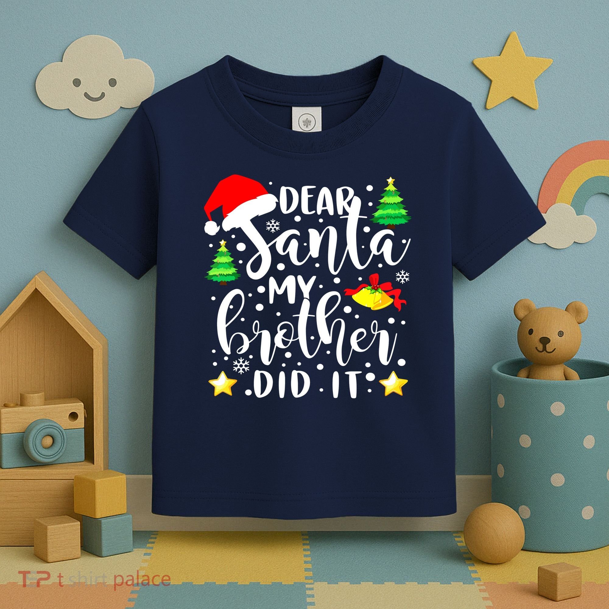 Dear Santa My Brother Did It Funny Christmas Pajama Toddler T-Shirt
