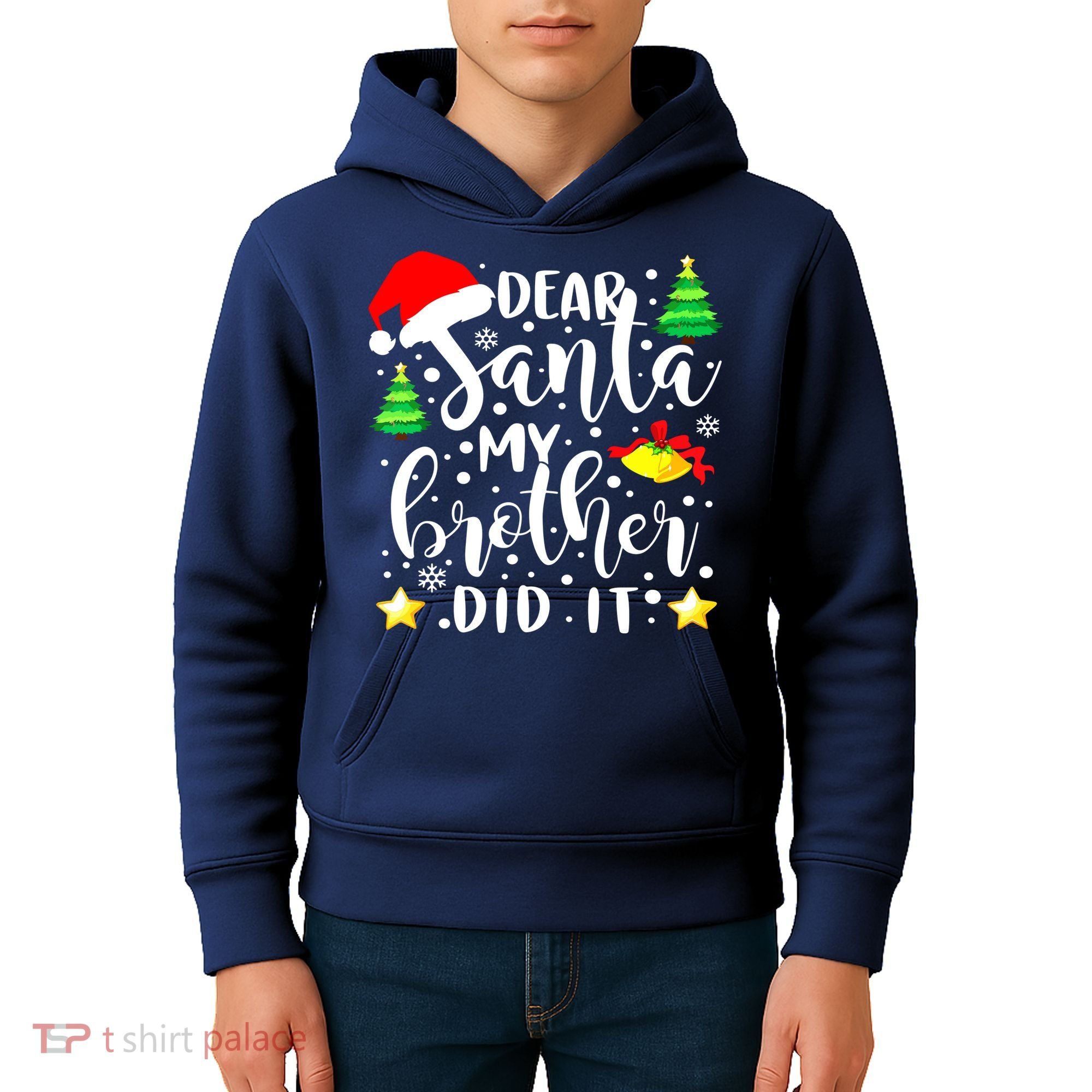 Dear Santa My Brother Did It Funny Christmas Pajama Kids Hoodie