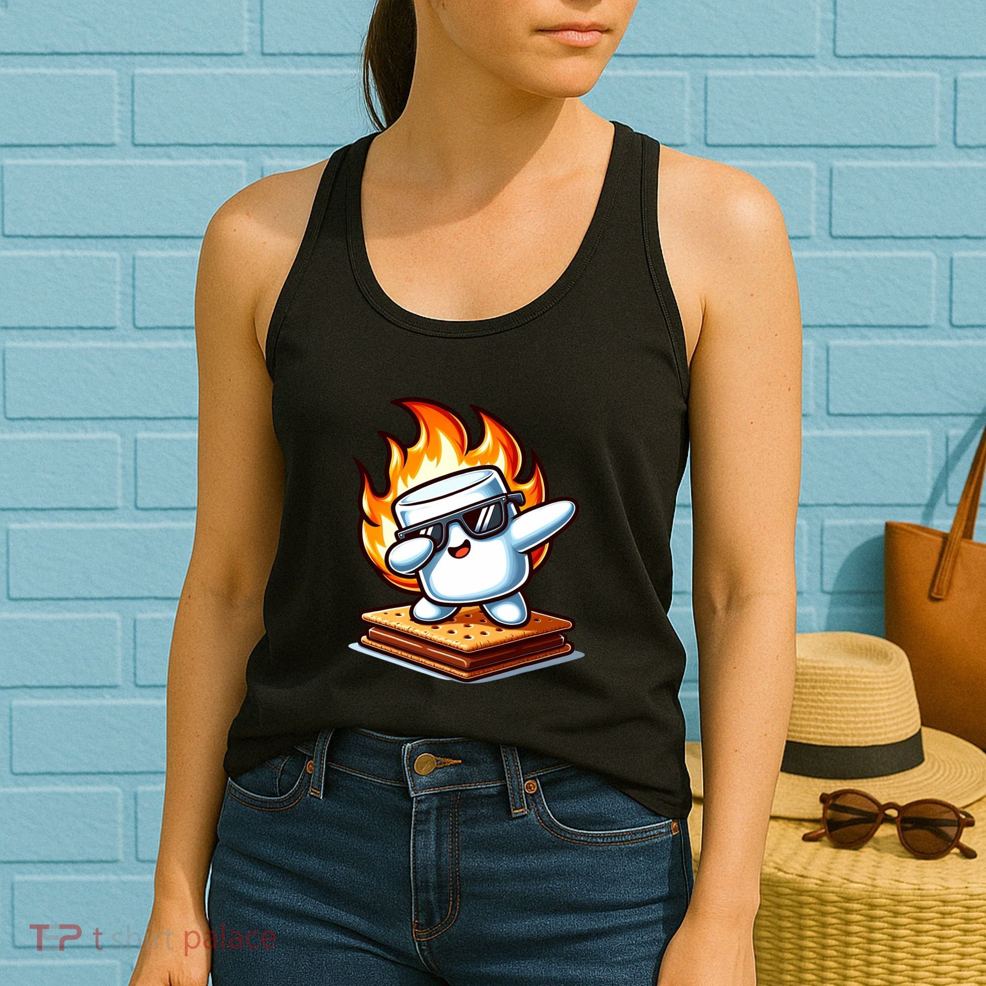 Dabbing Smore Marshmallow Cute Dab Dance Camping Women's Tank Top