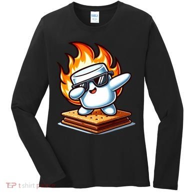 Dabbing Smore Marshmallow Cute Dab Dance Camping Women's Long Sleeve Shirt