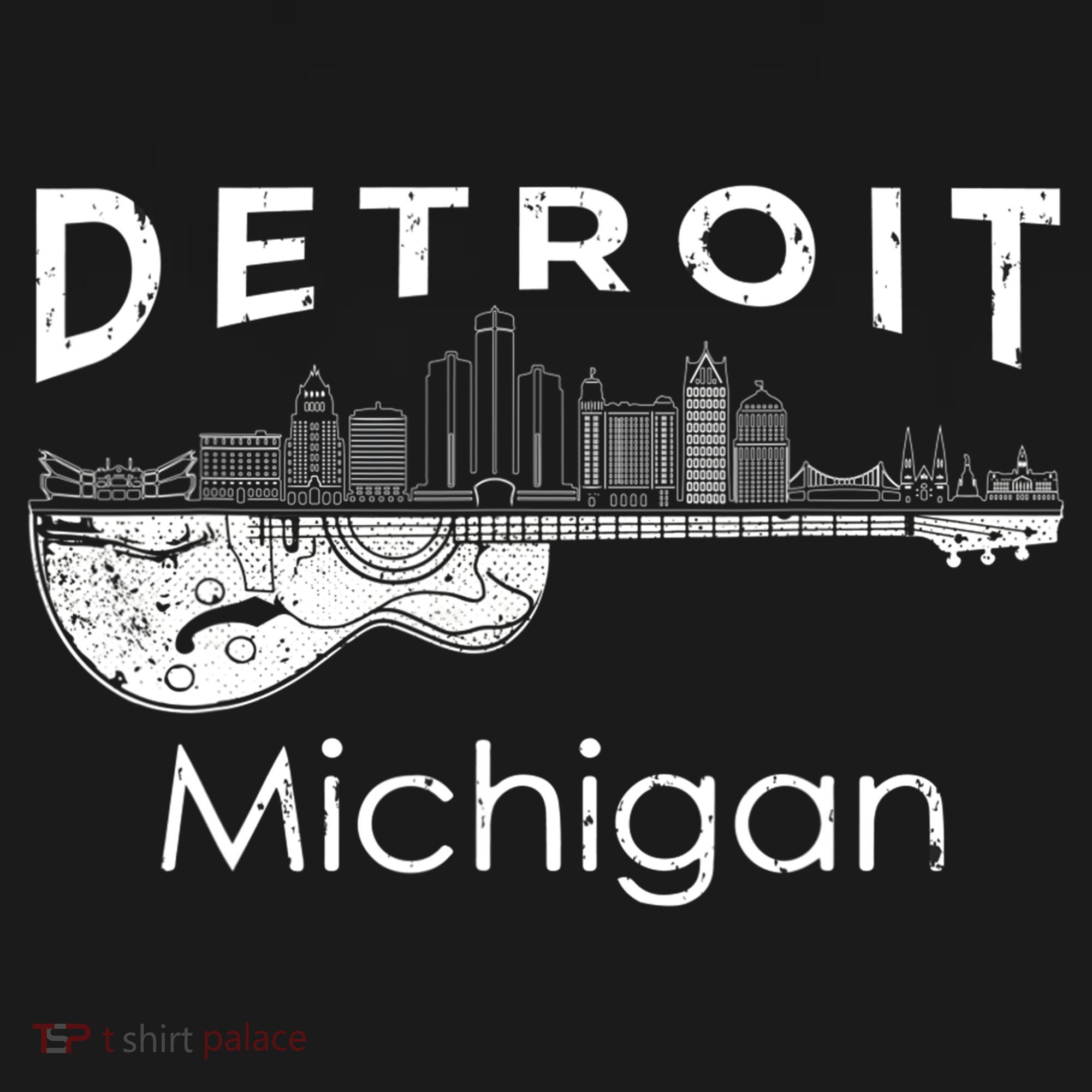 Detroit Souvenir Men Michigan Music Electric Guitar Sweatshirt