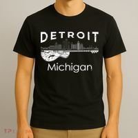 Detroit Souvenir Men Michigan Music Electric Guitar T-Shirt thumb 3