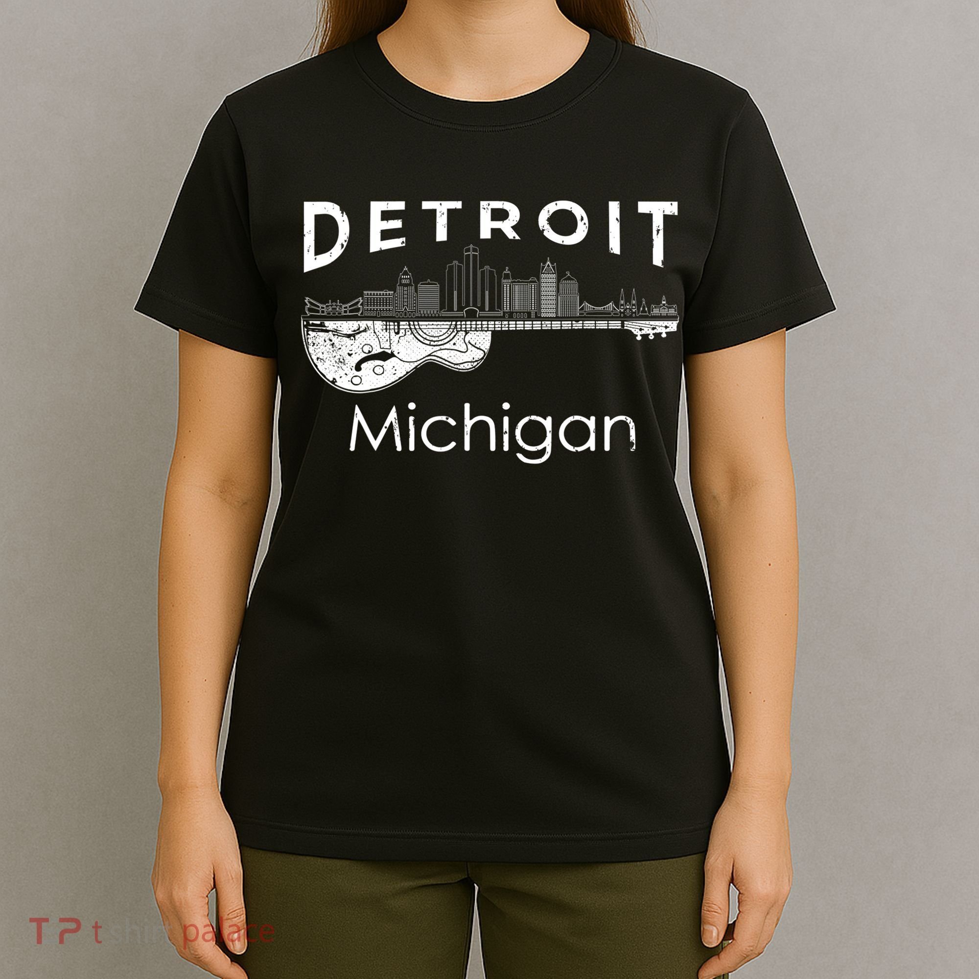 Detroit Souvenir Men Michigan Music Electric Guitar T-Shirt