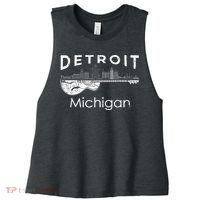 Detroit Souvenir Men Michigan Music Electric Guitar Women's Racerback Cropped Tank thumb 0