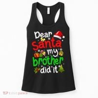 Dear Santa My Brother Did It Funny Christmas Pajama Family Women's Tank Top thumb 0