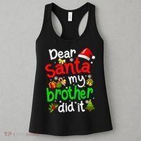 Dear Santa My Brother Did It Funny Christmas Pajama Family Women's Tank Top thumb 3