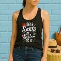 Dear Santa My Sister Did It Funny Christmas Women's Tank Top thumb 2