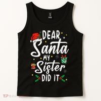Dear Santa My Sister Did It Funny Christmas Tank Top thumb 2