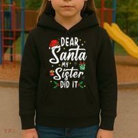 Dear Santa My Sister Did It Funny Christmas Kids Hoodie thumb 3