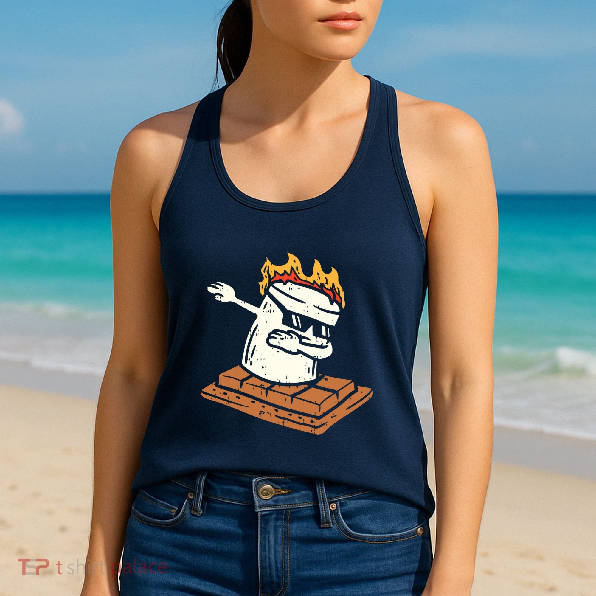 Dabbing Smore Marshmallow Cute Dab Dance Camping Camper Gift Women's Tank Top