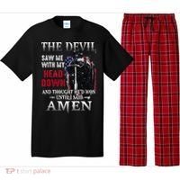 Devil Saw Me With My Head Thought Hed Won Until I Said Amen Pajama Set thumb 0
