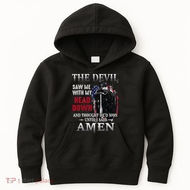 Devil Saw Me With My Head Thought Hed Won Until I Said Amen Kids Hoodie