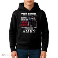Devil Saw Me With My Head Thought Hed Won Until I Said Amen Kids Hoodie thumb 4
