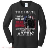 Devil Saw Me With My Head Thought Hed Won Until I Said Amen Kids Long Sleeve Shirt thumb 0